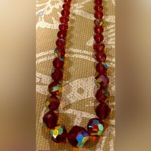 Vintage Copper-Colored Aurora Borealis Crystal Necklace